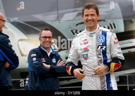 Algarve, Portugal. 5. April 2014. 2014 WRC Rallye Portugal, in den Bergen oberhalb der Algarve an der südlichen Küste Portugals statt. Sebastien Ogier (FR) Credit: Aktion Plus Sport/Alamy Live-Nachrichten Stockfoto