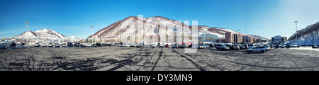 Panorama der Stadt Petropawlowsk-Kamtschatski Stockfoto