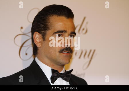 Dublin, Irland. 5. April 2014. Nahaufnahme der irische Schauspieler Colin Farrell. Er ist für seine Rolle in "Herr Banken speichern" für die "Unterstützung der Schauspieler" Filmpreis nominiert. Die 11. Irish Film & Television Awards 2014 fanden im DoubleTree by Hilton Hotel in Dublin statt. Die Preisverleihung wurde von irischen und internationalen Prominenten sowie den irischen Präsidenten Michael D. Higgins, die einen herausragenden Beitrag Ehrenpreis erhalten besucht. Bildnachweis: Michael Debets/Alamy Live-Nachrichten Stockfoto