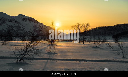 Nalychevo Naturpark bei Sonnenaufgang Stockfoto