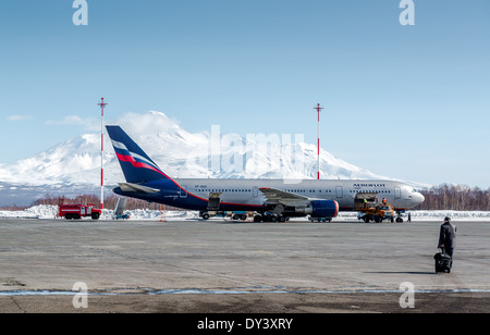 Einsteigen in das Flugzeug, Flüge von Petropavlovsk-Kamchatsky nach Moskau Stockfoto