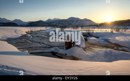 Nalychevo Naturpark bei Sonnenaufgang Stockfoto