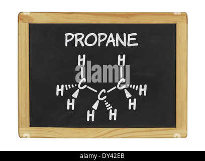 chemische Formel von Propan auf einer Tafel Stockfoto