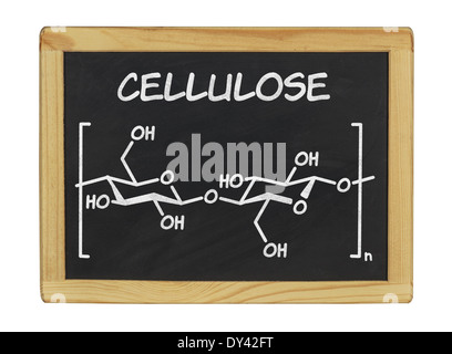 chemische Formel von Cellulose auf einer Tafel Stockfoto