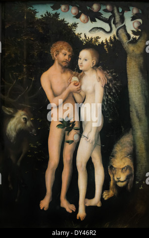 Lucas Cranach - Adam und Eva im Paradies - 1531 - XVI th Jahrhundert - deutsche Schule - Gemäldegalerie - Berlin Stockfoto