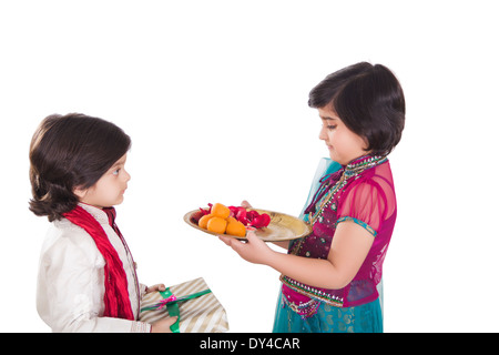 Indische Kinder Festival Bhaiduj Stockfoto