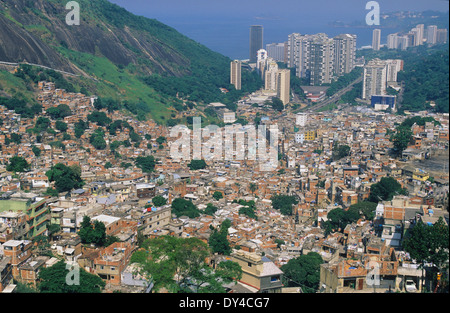 Von Rocinha Favela Blick über Rio de Janeirio, Brasilien, Südamerika Stockfoto