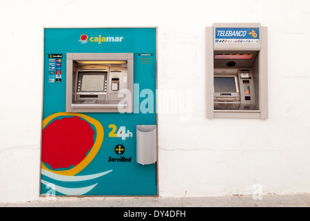 CASHPOINT Bankautomaten - Telebanking und ATM-Maschine, Mojacar, Andalusien Spanien Europa Stockfoto