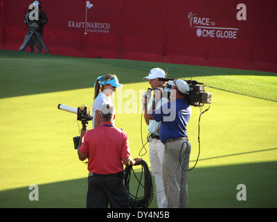 Rancho Mirage, Kalifornien, USA. 7. April 2014. Lexi Thompson (USA) gewinnt die Kraft Nabisco Championship First Ladys "Major" LPGA Golf-Event des Jahres im Mission Hills Golf Club von 3 Schüsse. Bildnachweis: Motofoto/Alamy Live-Nachrichten Stockfoto