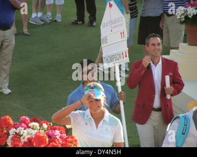 Rancho Mirage, Kalifornien, USA. 7. April 2014. Lexi Thompson (USA) gewinnt die Kraft Nabisco Championship First Ladys "Major" LPGA Golf-Event des Jahres im Mission Hills Golf Club von 3 Schüsse. Bildnachweis: Motofoto/Alamy Live-Nachrichten Stockfoto