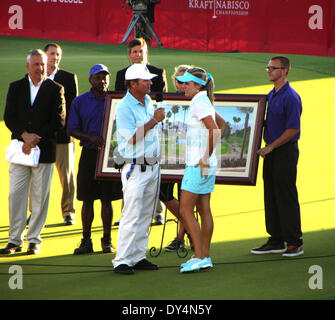 Rancho Mirage, Kalifornien, USA. 7. April 2014. Lexi Thompson (USA) gewinnt die Kraft Nabisco Championship First Ladys "Major" LPGA Golf-Event des Jahres im Mission Hills Golf Club von 3 Schüsse. Bildnachweis: Motofoto/Alamy Live-Nachrichten Stockfoto