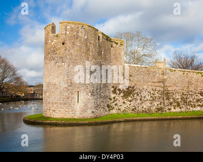 Graben der Bischofspalast, Wells Somerset England UK Europa Stockfoto