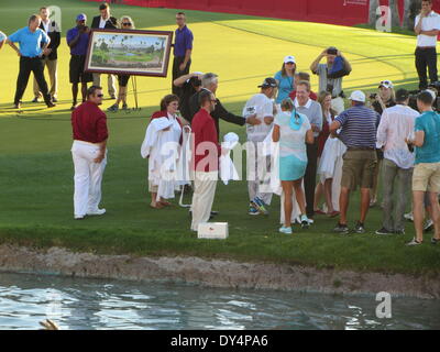 Rancho Mirage, Kalifornien, USA. 7. April 2014. Lexi Thompson (USA) gewinnt die Kraft Nabisco Championship First Ladys "Major" LPGA Golf-Event des Jahres im Mission Hills Golf Club von 3 Schüsse. Bildnachweis: Motofoto/Alamy Live-Nachrichten Stockfoto