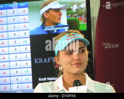 Rancho Mirage, Kalifornien, USA. 7. April 2014.  Lexi Thompson (USA) gewinnt die Kraft Nabisco Championship First Ladys "Major" LPGA Golf-Event des Jahres im Mission Hills Golf Club von 3 Schüsse. Bildnachweis: Motofoto/Alamy Live-Nachrichten Stockfoto