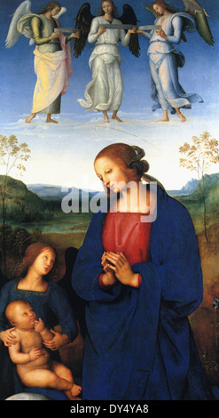 Pietro Perugino Jungfrau und Kind mit einem Engel Stockfoto