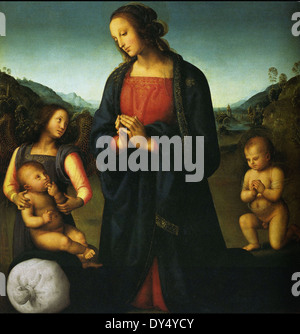 Pietro Perugino Jungfrau mit Kind, St. John und ein Engel (Madonna del Sacco) Stockfoto