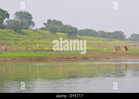 Die chambal River ist ein Fluss in Indien zu yamuna, ist Teil des größeren gangetic Abflusssystem, Rajasthan Stockfoto