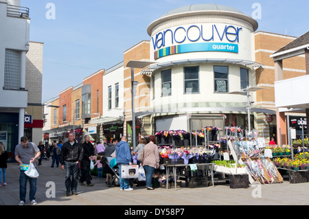 Das Vancouver Viertel Einkaufszentrum, basierend auf der Broad Street in King's Lynn, Norfolk. Stockfoto