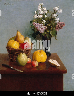 Henri Fantin-Latour Stillleben mit Blumen und Früchten Stockfoto