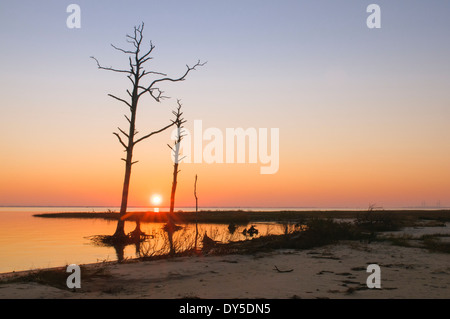 Sonnenaufgang über dem Rehobeth Bay, Delaware. Stockfoto