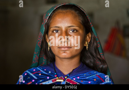 Rabari junge Frau, Janan, Kutch, Indien Stockfoto
