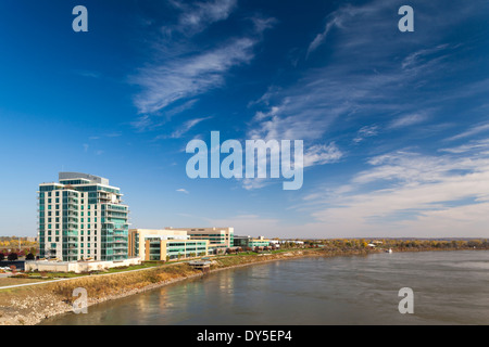 USA, Nebraska-Omaha, erhöhten Blick auf die Missouri am Flussufer Stockfoto