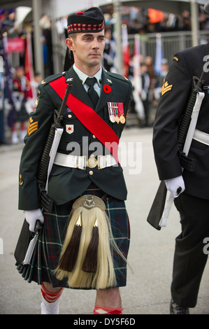 Kanadische militärische Ehrenwache tragen Kilt an Erinnerung-Tag Zeremonie Vancouver British Columbia Stockfoto