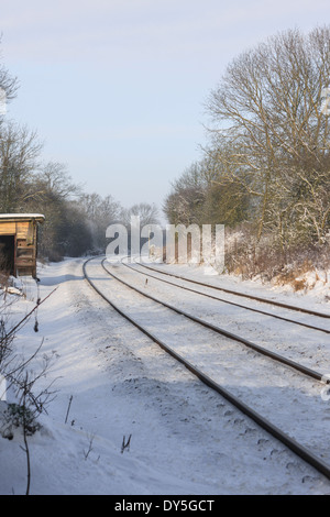 Schnee auf den Strecken zwischen Melton Mowbray Leicestershire und Oakham Rutland England UK Stockfoto