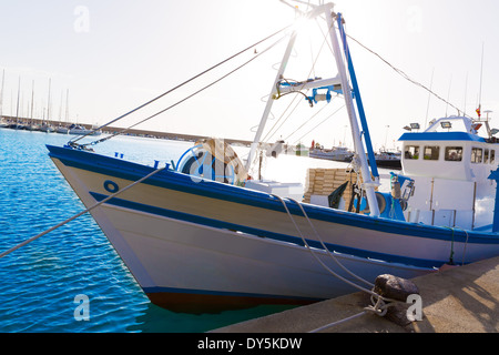 Javea Xabia Fischerboote im Hafen am Mittelmeer Alicante Spanien Stockfoto