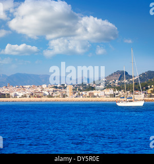 Javea Xabia Skyline-Blick vom Mittelmeer-Alicante-Spanien Stockfoto