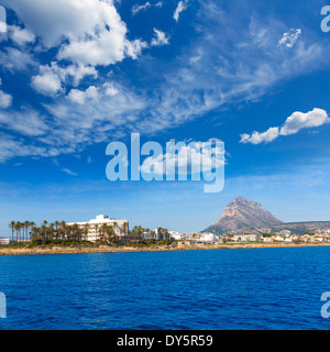 Javea Xabia Skyline-Blick vom Mittelmeer-Alicante-Spanien Stockfoto