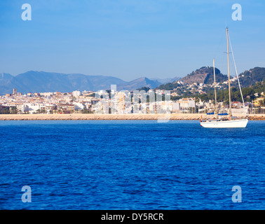 Javea Xabia Skyline-Blick vom Mittelmeer-Alicante-Spanien Stockfoto