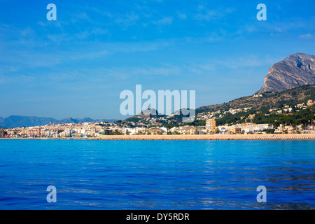 Javea Xabia Skyline-Blick vom Mittelmeer-Alicante-Spanien Stockfoto