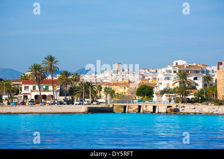 Javea Xabia Skyline-Blick vom Mittelmeer-Alicante-Spanien Stockfoto