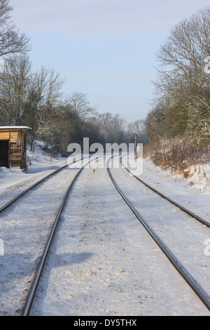 Schnee auf den Strecken zwischen Melton Mowbray Leicestershire und Oakham Rutland England UK Stockfoto