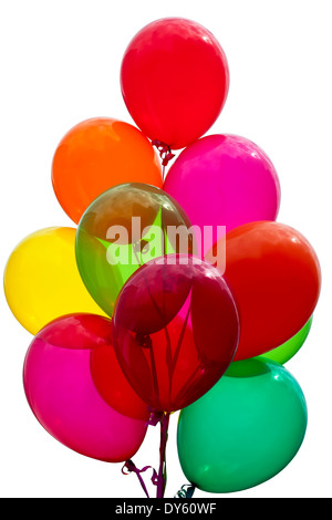 Bunte festliche Luftballons für Partys feiern und feste, Isolated on White Background Stockfoto