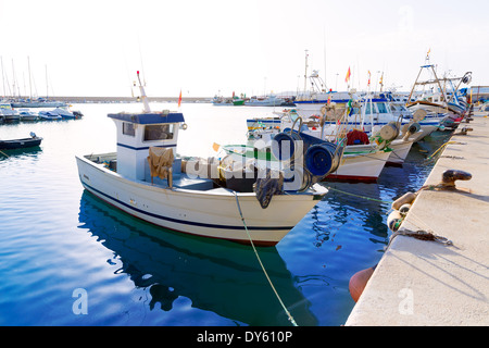 Javea Xabia Fischerboote im Hafen am Mittelmeer Alicante Spanien Stockfoto