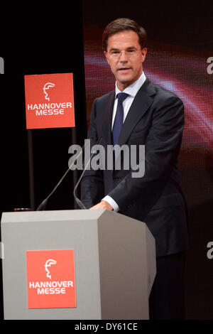 Mark Ruttebei der Eröffnungsfeier der Hannover Messe 2014 Im Kuppelsaal. Hannover, 06.04.2014 Stockfoto