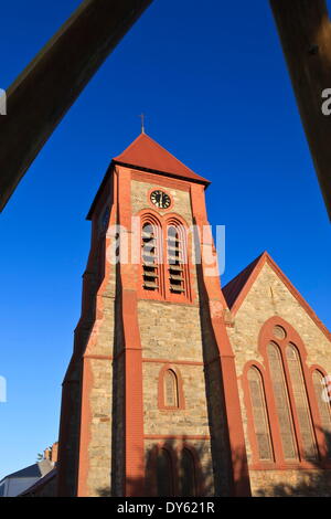 Christ Church Cathedral und Fischbein wölben, Stanley, East Falkland, Falkland-Inseln, Südamerika Stockfoto