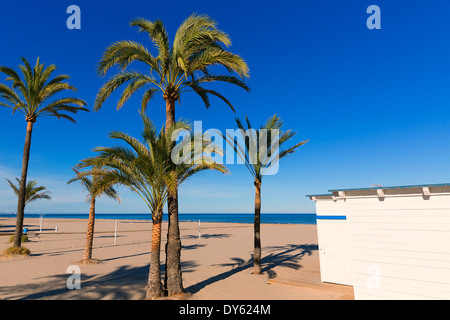 Gandia Strand Playa Nord in Valencia am Mittelmeer Spanien Stockfoto