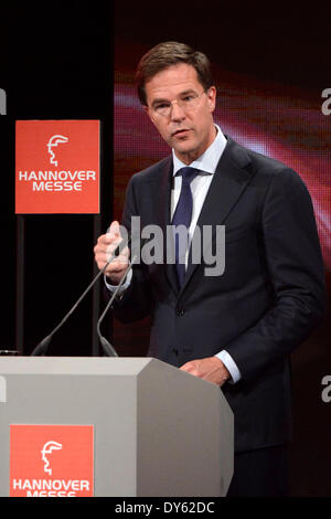 Mark Ruttebei der Eröffnungsfeier der Hannover Messe 2014 Im Kuppelsaal. Hannover, 06.04.2014 Stockfoto