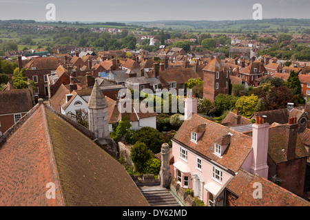 East Sussex, Roggen, erhöhten Blick auf die Stadt vom Kirchturm der Pfarrkirche Stockfoto