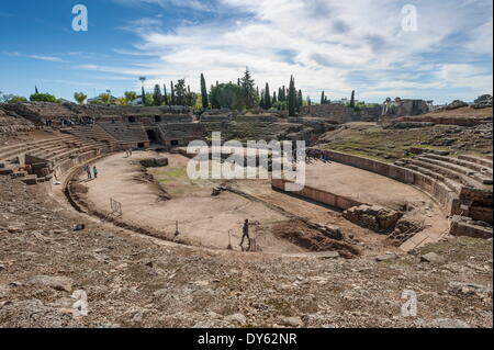 Römisches Amphitheater, Merida, Badajoz, Extremadura, Spanien, Europa Stockfoto