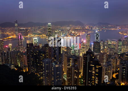 Blick auf Hong Kong vom Peak, Hong Kong, China, Asien Stockfoto