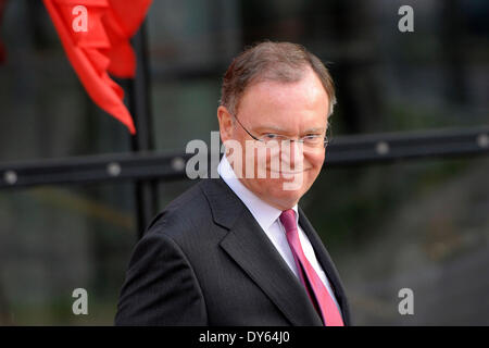 Stephan Weil bei der Eröffnungsfeier der Hannover Trade Fair 2014, am 6. April 2014 in Hannover. Stockfoto