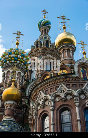 Kirche des Retters auf Blut, UNESCO-Weltkulturerbe, St. Petersburg, Russland, Europa Stockfoto