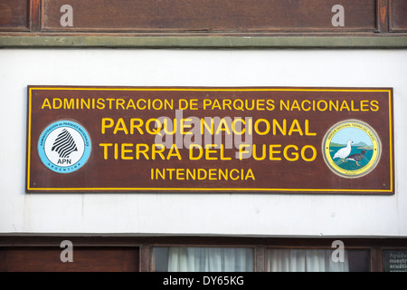 Der Nationalpark Tierra Del Fuego-Büros in der Stadt Ushuaia ist die Hauptstadt von Feuerland in Argentinien, Stockfoto