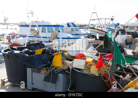 Javea Xabia Fischerboote im Hafen am Mittelmeer Alicante Spanien Stockfoto