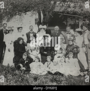 Nachkommen von General George Grordon Meade vor dem Leister Haus, sein Hauptquartier während der Schlacht von Gettysburg 1863. Dieses Foto wurde im Jahre 1896 durch William H Tipton Stockfoto