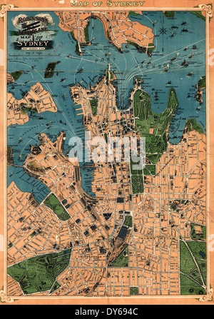 Robinson Flugzeug-Karte von Sydney, Australien 1922 Stockfoto